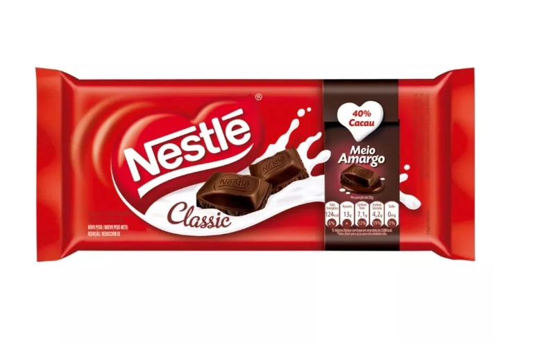 CHOCOLATE TABLETE CLASSIC CHOCOLATE MEIO AMARGO NESTLÉ 80G