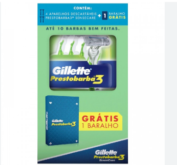 KIT APARELHO DE BARBEAR GILLETTE PRESTOBARBA 3 + BARALHO GRÁTIS
