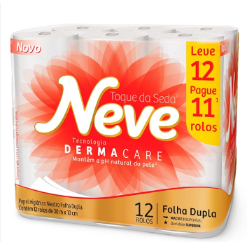 PAPEL HIGIÊNICO NEVE FOLHA DUPLA LEVE 12 PAGUE 11 ROLOS 30M