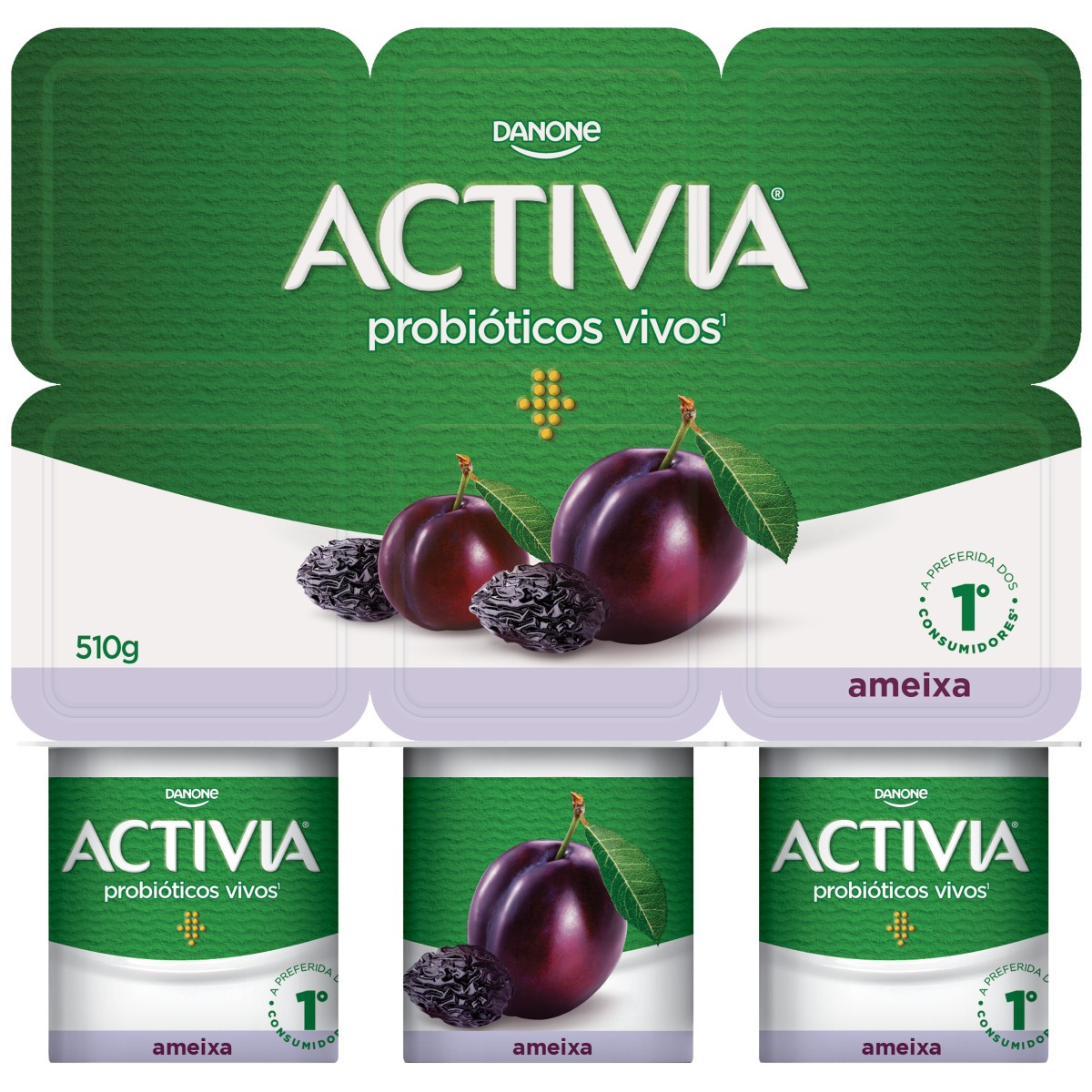 LEITE FERMENTADO DANONE ACTIVIA AMEIXA 510 G