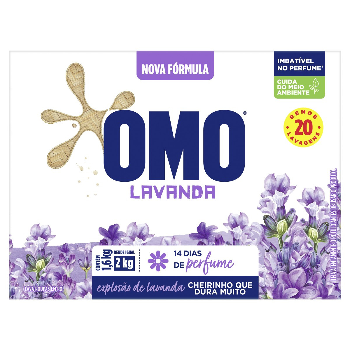 LAVA ROUPAS EM PÓ OMO LAVANDA 1,6 KG