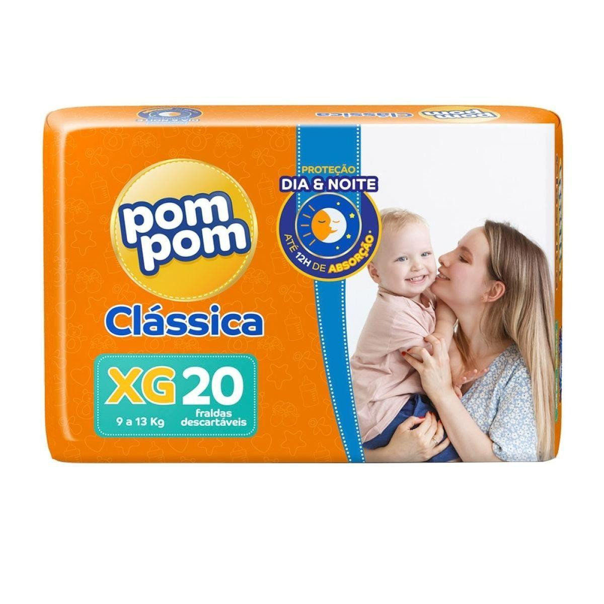 FRALDAS POM POM CLASSICA BABY JUMBO COM 20 XG