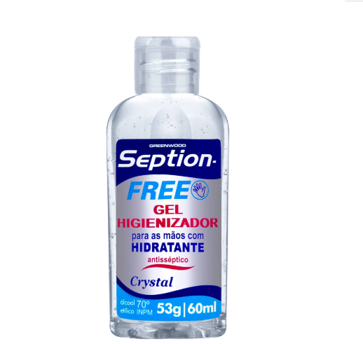 SEPTION FREE GEL HIGIENIZADOR 60ML - CRYSTAL