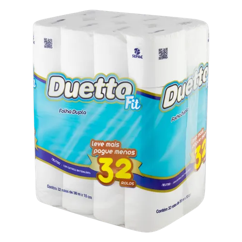 PAPEL HIGIÊNICO FOLHA DUPLA NEUTRO DUETTO FIT 30M