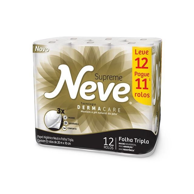 PAPEL HIGIÊNICO NEVE SUPREME LEV12 PG11 20M FO