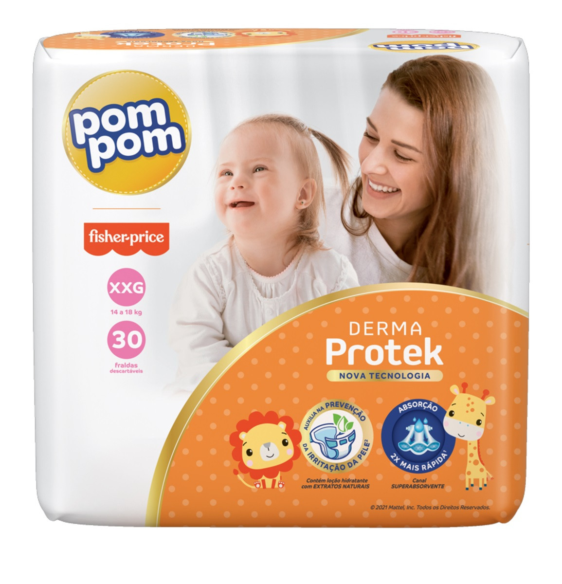 FRALDA POM POM DERMA PROTEK XXG - 30 UNIDADES