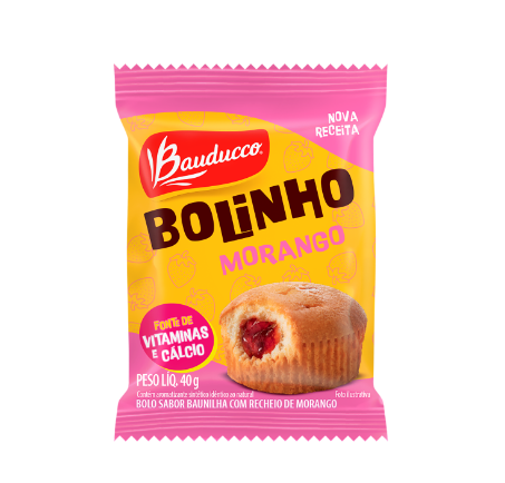 BOLINHO BAUNILHA RECHEIO MORANGO BAUDUCCO 40GR