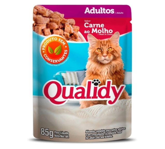 QUALIDY GATOS SACHE 85 GRAMAS ADULTO CARNE MOLHO