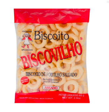 BISCOITO DE POLVILHO SALGADO ARGOLA 80G - BISCOVILHO