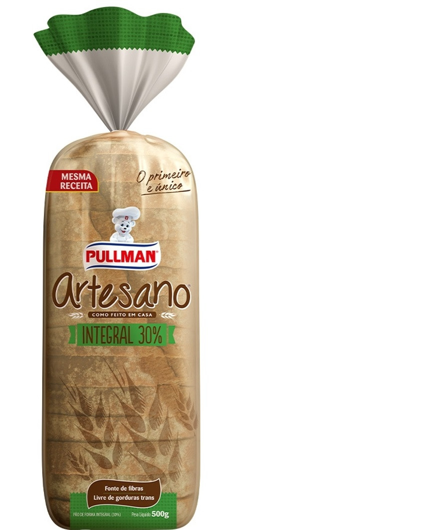 PÃO PULLMAN ARTESANO 30% INTEGRAL 500 G