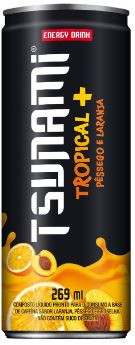 ENERGETICO TSUNAMI TROPICAL + PESSEGO + LARANJA LATA 269ML