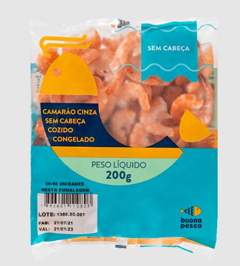 CAMARÃO CINZA S/CAB.B.PESCA 50/90 200G