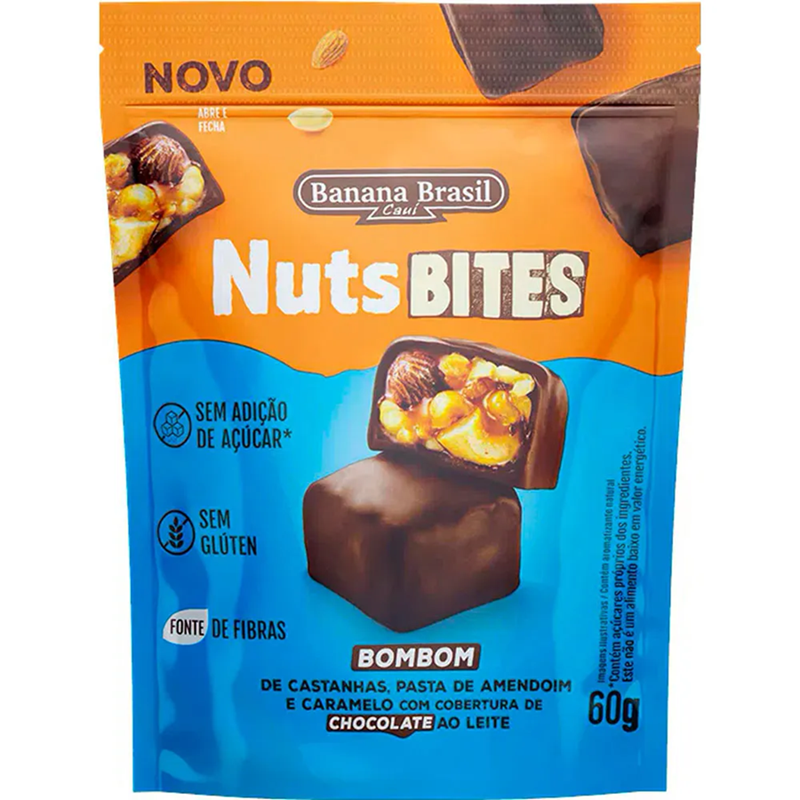 BOMBOM NUTSBITES CHOCOLATE AO LEITE 60 GRAMAS