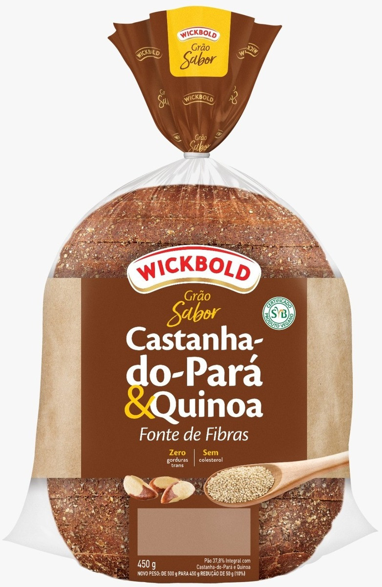 PÃO GRÃO SABOR WICKBOLD CASTANHA E QUINOA 450G