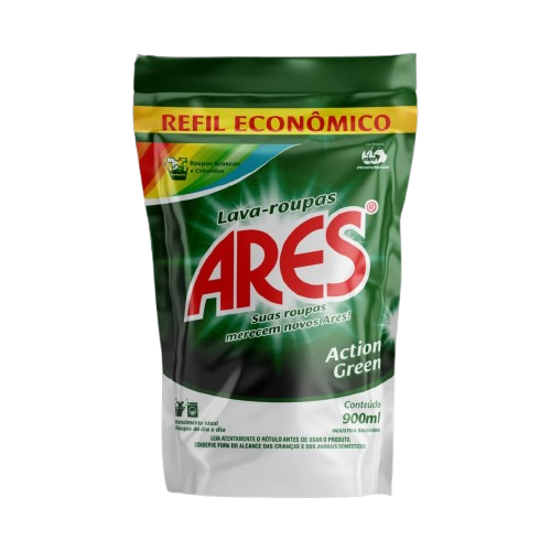 LAVA ROUPAS ARES LIQUIDO ACTION GREEN POUNCH 900 ML