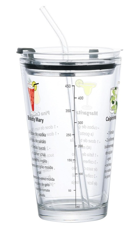 COPO VIDRO DRINK C/CANUD 450ML DYNASTY