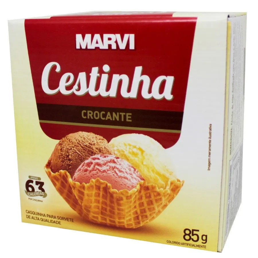 CASQUINHA PARA SORVETE MARVI CESTINHA 85 GRAMAS