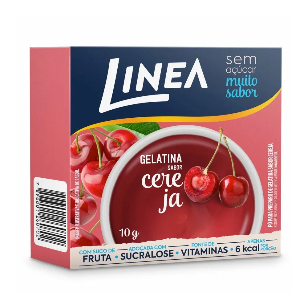 GELATINA EM PÓ CEREJA ZERO AÇÚCAR LINEA 10G