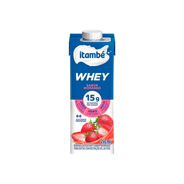 BEBIDA LÁCTEA UHT MORANGO ZERO LACTOSE ITAMBÉ WHEY CAIXA 250ML