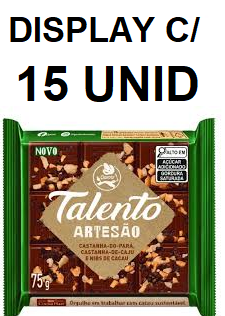CHOC. TALENTO CAST CAJU NIBS CACAU 75G DISPLAY 15UN