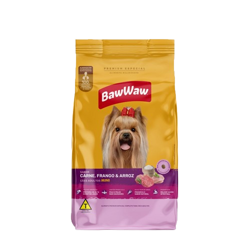 RACAO BAWWAW MINI CARNE/FRANGO/ARROZ 900G