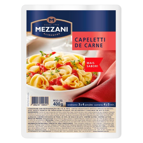 CAPELETTI MEZZANI CARNE 400 GRAMAS