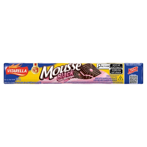 BISCOITO VITARELLA MOUSSE BLACK MORANGO 130G