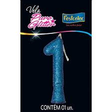 VELA GLITTER AZUL N1 1UN FESTCOLOR