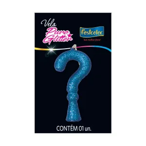 VELA GLITTER AZUL N? 1UN FESTCOLOR