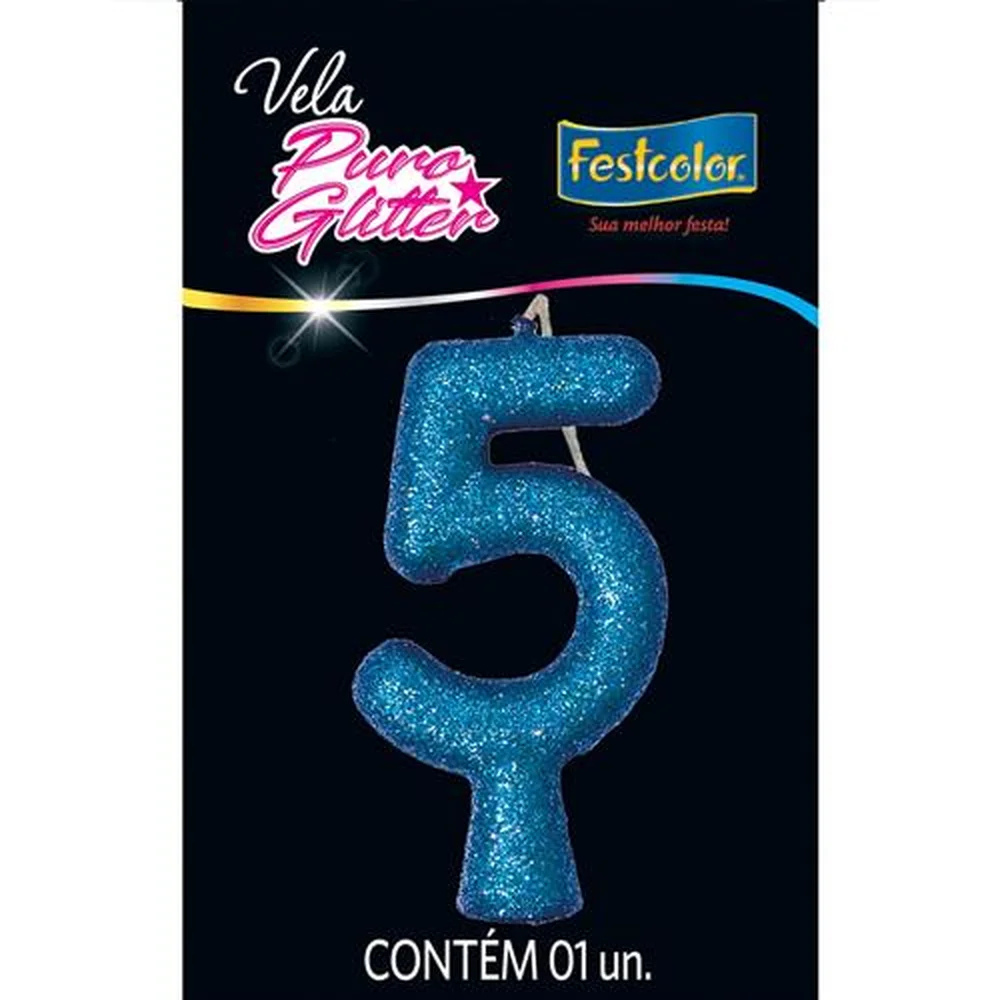 VELA GLITTER AZUL N5 1UN FESTCOLOR