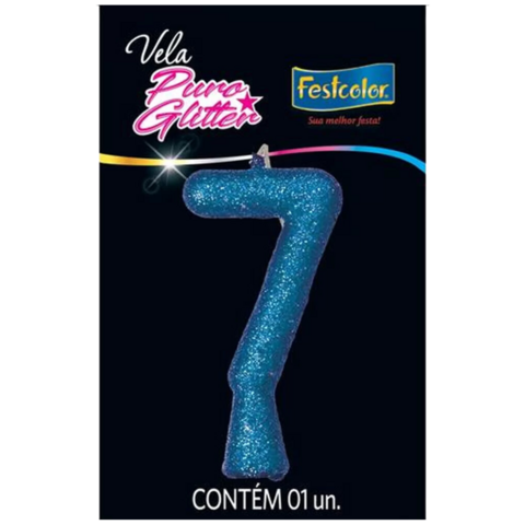 VELA GLITTER AZUL N7 1UN FESTCOLOR