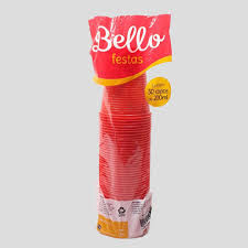 COPO 180ML VERMELHO C/25 BELLO
