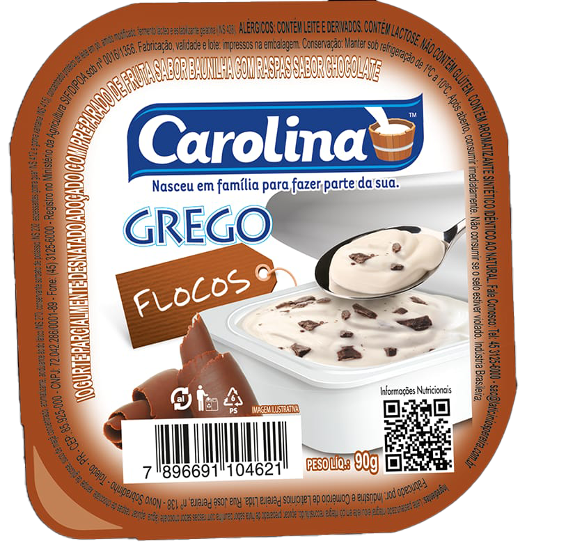IOGURTE GREGO CAROLINA FLOCOS 90G