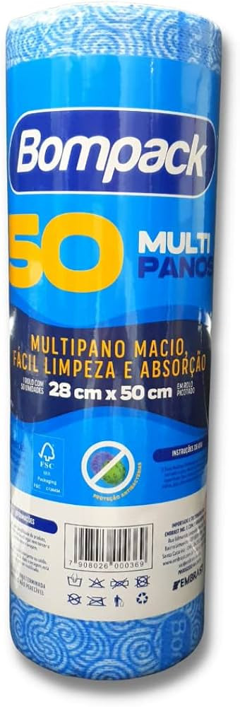 PANO MULTIUSO 28X50CM AZUL 50UN BOMPACK