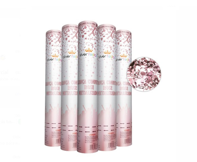LANÇA CONFETES ROSE GOLD 3CM SILVERPLASTIC