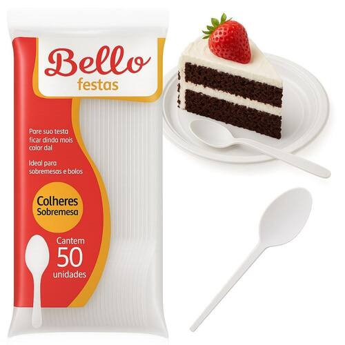 COLHER DE SOBREMESA BRANCO 50UND BELLO