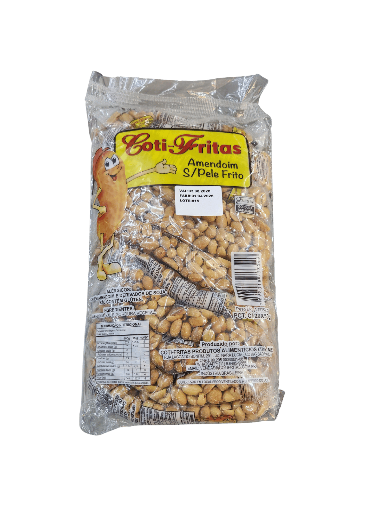 AMENDOIM SALGADO SEM PELE 20X50G COTI FRITAS