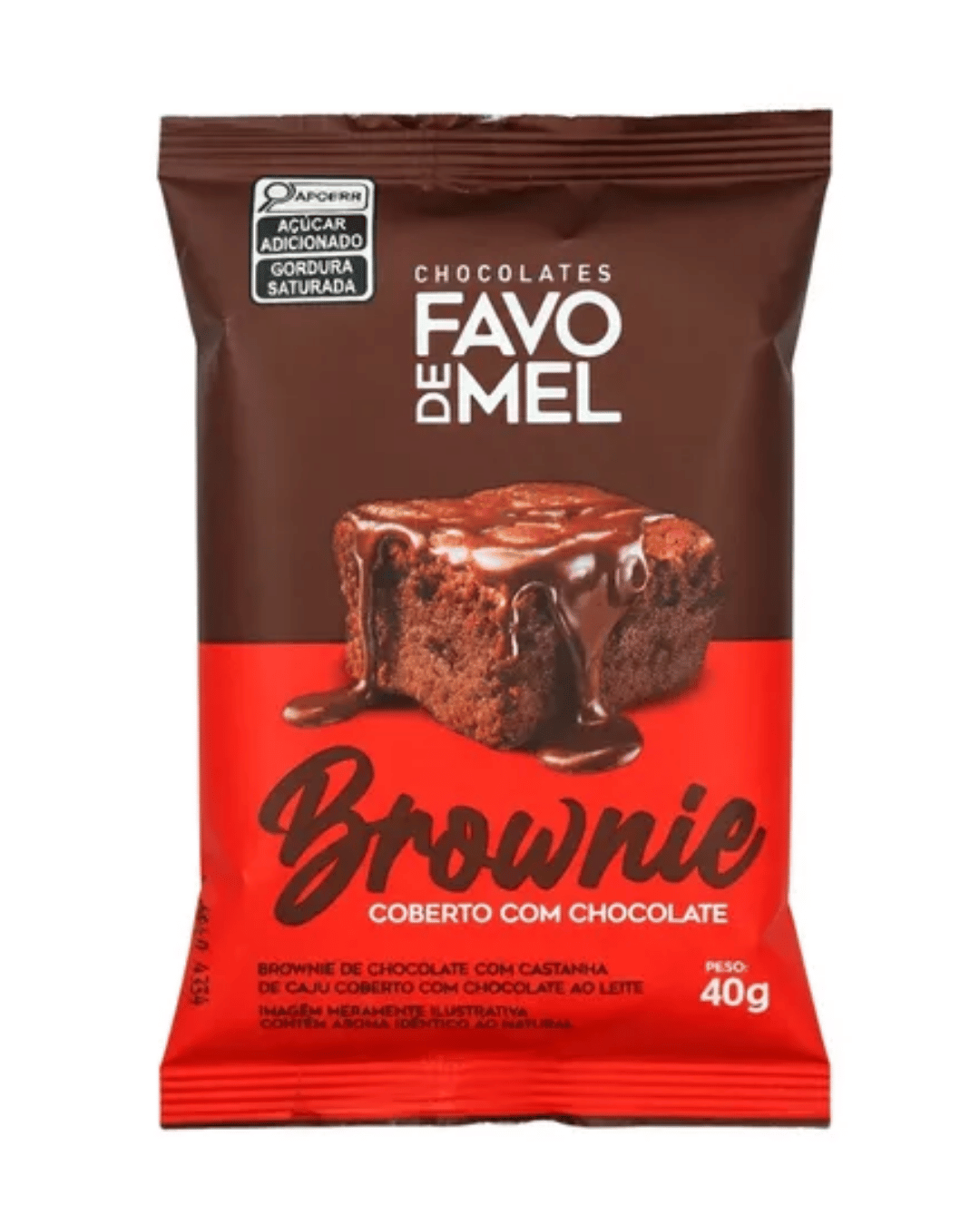 BROWNIE COBERTURA CHOCOLATE AO LEITE 40G FAVO DE MEL