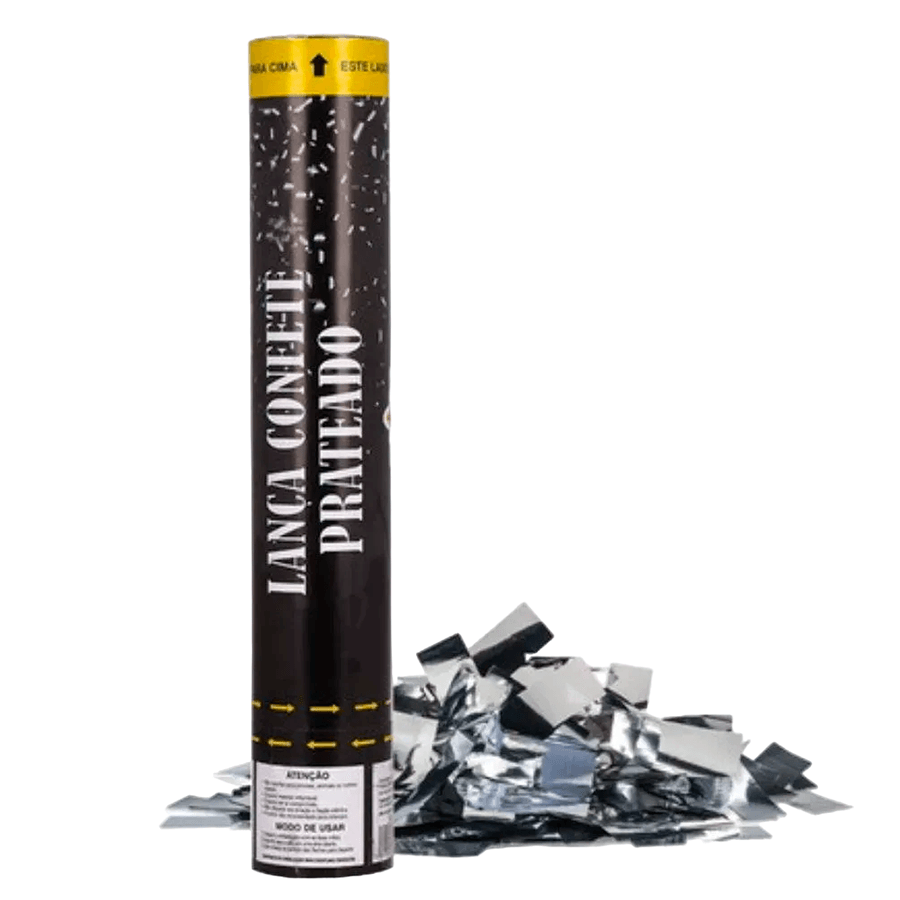 LANCA CONFETE HOLOGRÁFICO PRATA 30CM SILVERPLASTIC