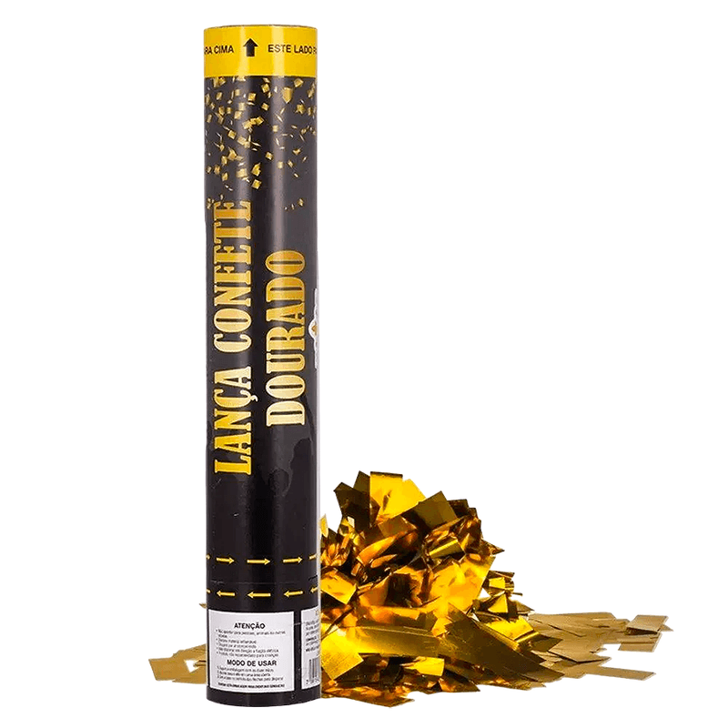 LANÇA CONFETE HOLOGRÁFICO DOURADO 30CM SILVERPLASTIC