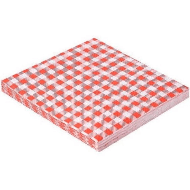 GUARDANAPO ESTAMPADO XADREZ VERMELHO JUNINO 32X32CM SILVERPLASTIC