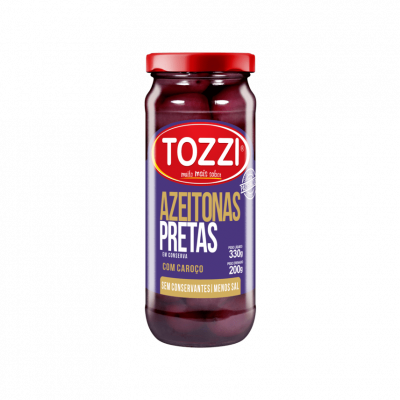 AZEITONA PRETA COM CAROÇO TOZZI 200GR