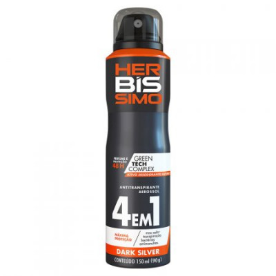 DESODORANTE MASCULINO HERBISSIMO AEROSOL DARK SILVER 150ML