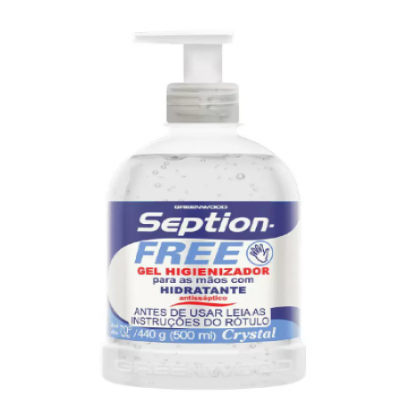ÁLCOOL EM GEL 70% ANTISSÉPTICO SEPTION FREE - CRYSTAL 500ML
