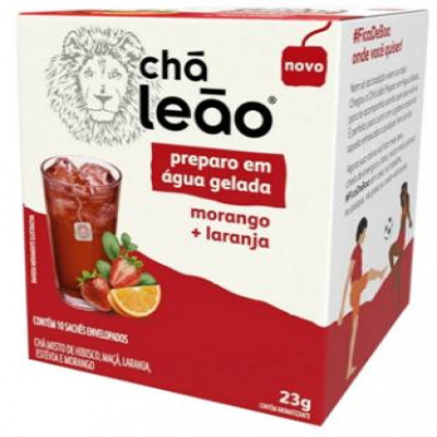 CHÁ LEÃO GELADO MORANGO/LARANJA 10 SACHÊS