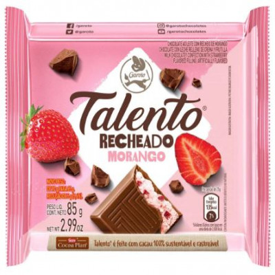 CHOCOLATE TALENTO RECHEADO MORANGO 85 GRAMAS