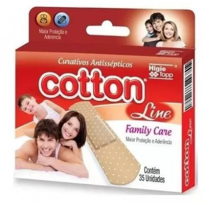 CURATIVOS ANTISSÉPTICOS COTTON LINE BEGE 35 UNIDADES