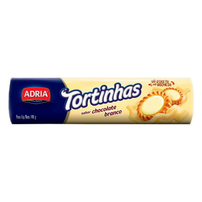 BISCOITO ADRIA TORTINHAS CHOCOLATE BRANCO 140G