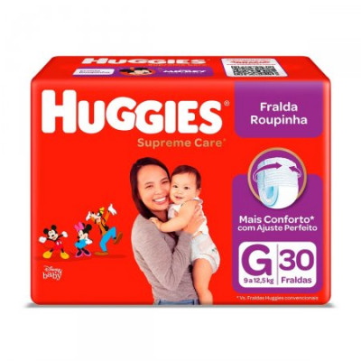 FRALDA HUGGIES SUPREME ROUPINHA G COM 30