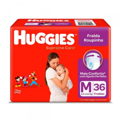 FRALDA HUGGIES SUPREME ROUPINHA M COM 36